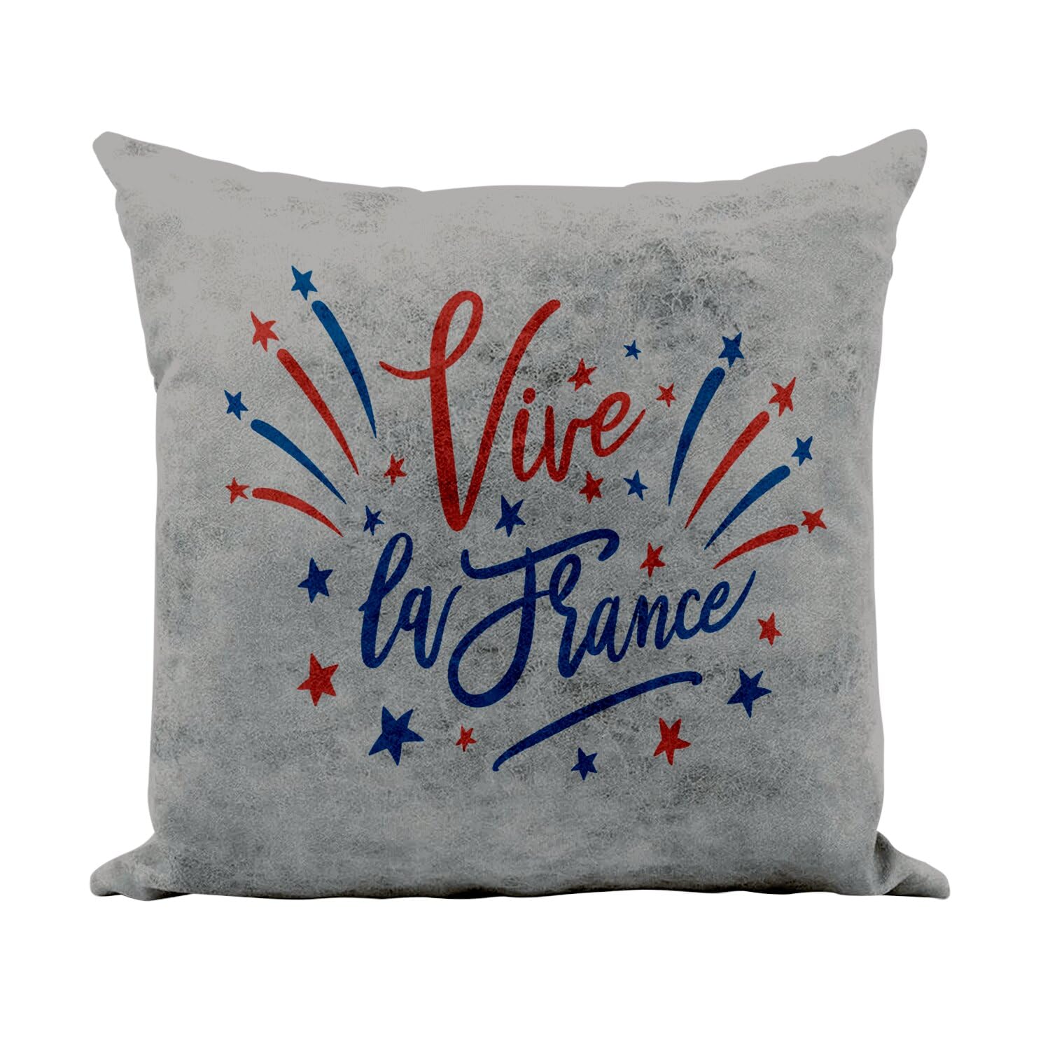Coussin bleu blanc rouge Paris 40x40 cm : le cadeau idéal en similicuir gris pour fans de foot