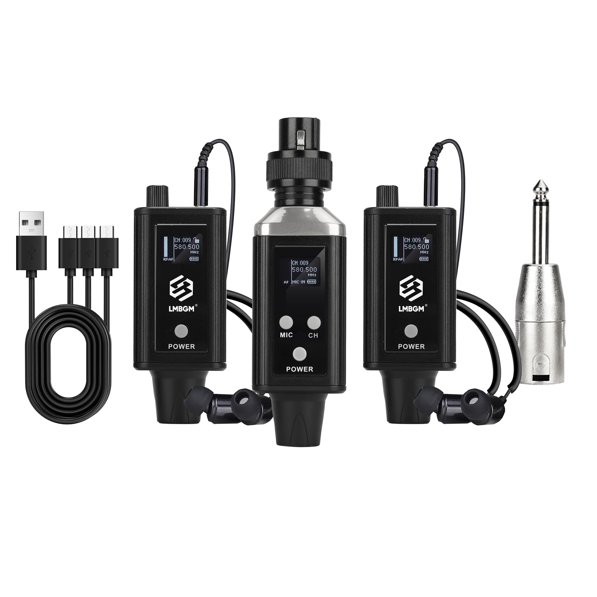 LMBGM A9 UHF Mono Wireless in-Ear Monitor Pro System Transmitter and Beltpack Receiver for Studio, Band Rehearsal and Live Performance(A9-2)