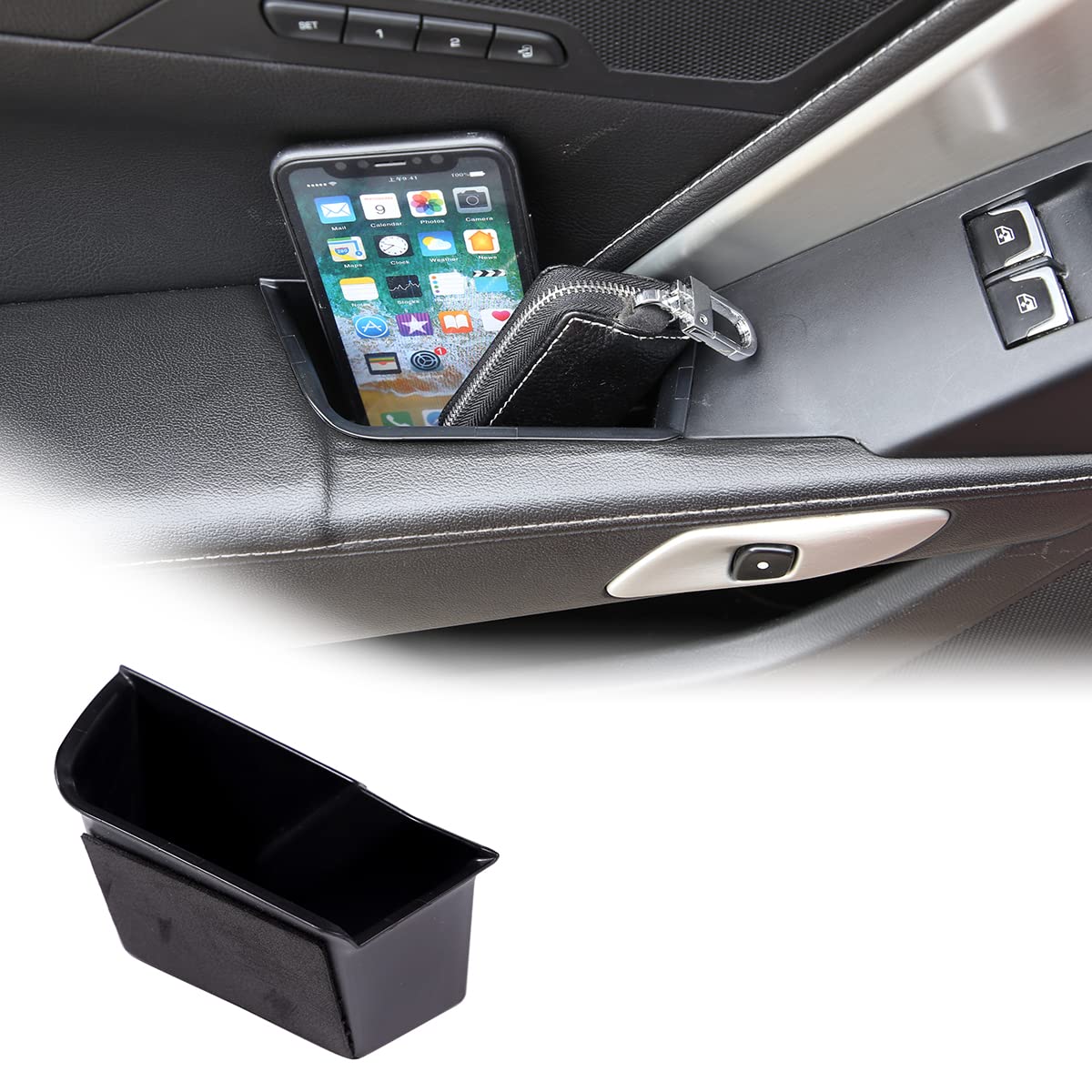 Door Side Storage Box For Chevrolet Corvette C7 2014-2019 Armrest Phone Container Door Organizer Handle Pocket ABS Tray Insert Glove Pallet