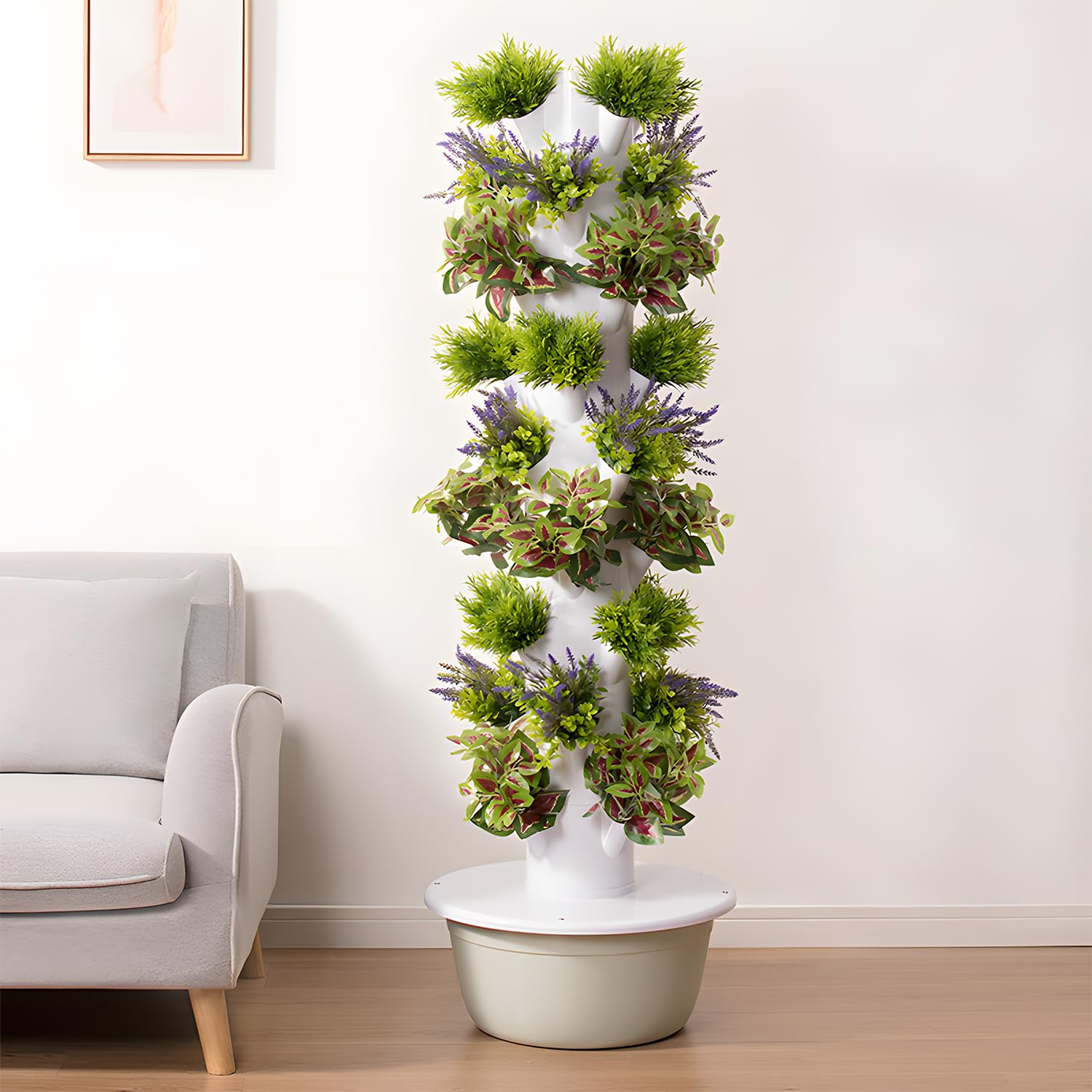 Kit de germinación para jardineras Verticales, Sistema de Cultivo hidropónico, Torre de Cultivo hidropónico, Kit para Plantar hortalizas y Frutas en huertos de Interior.,28 Holes