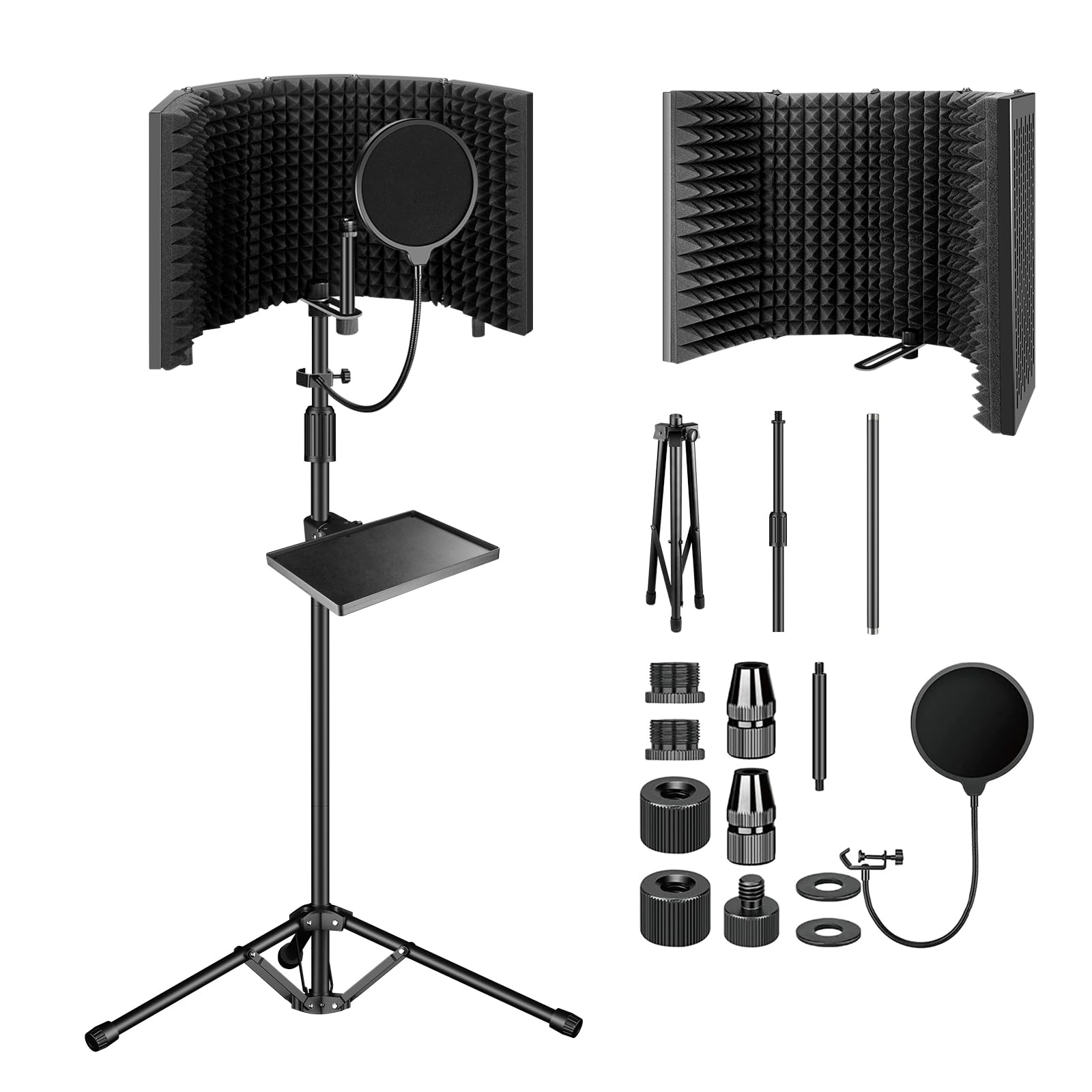 Aokeo Studio Recording Microfono Isolation Shield, Pop Filter. Schiuma assorbente ad alta densità viene utilizzata per filtrare la voce (AO-505)