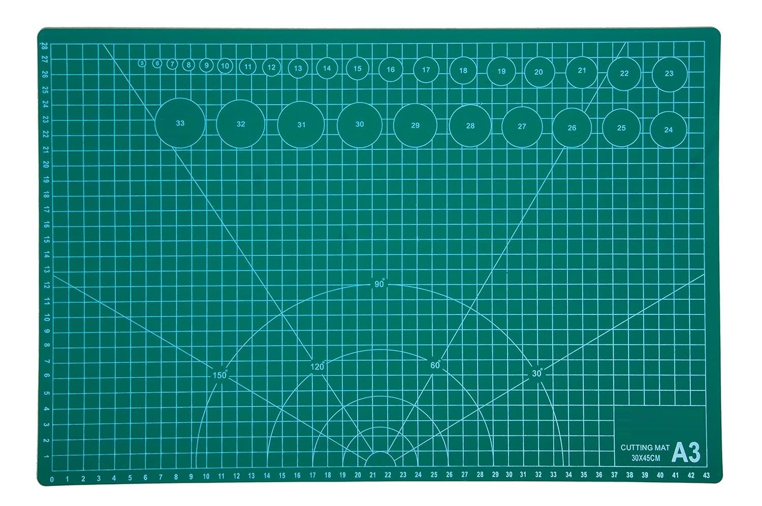 KRYTONE.Fx®Flexible Cutting Mat Self-Healing, 5 Layered, Double Sided with Marked Pattern and Grids (Green) - Polyvinyl Chloride Mat Fabric Cutting Mat Double Sided Rotary Mat (A3) (A3-29.7 x 42 cm)