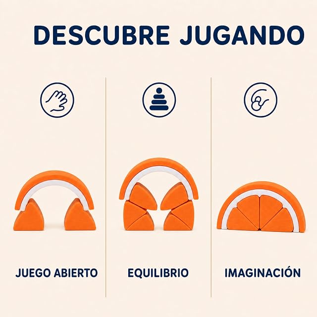 Foto 4 de 8 de Weibo - Naranja de Construcción Libre de Silicona Alimentaria - Juguete Sensorial Montessori