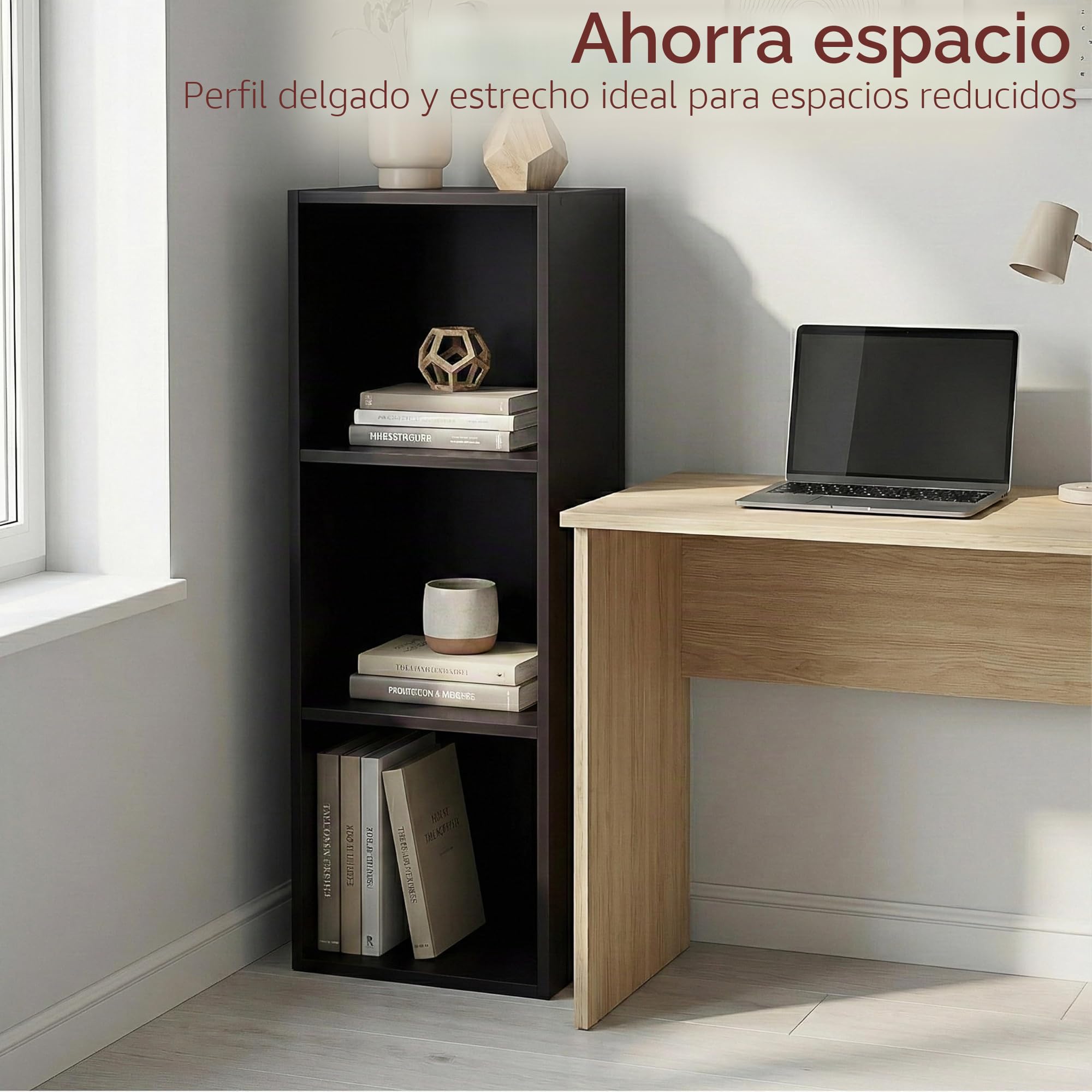 Home Discount Vida Designs Oxford - Estantería de 3 estantes, Hecha de Madera de Roble, para Oficina, Sala de Estar Moderno 80 x 32 x 24 cm Negro