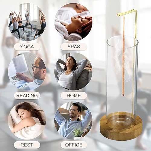 Miniatura 8 de uxcell Soporte de incienso para varillas, anticenizas, volador con vidrio extraíble, atrapa cenizas, quemador de incienso, soporte para palo de