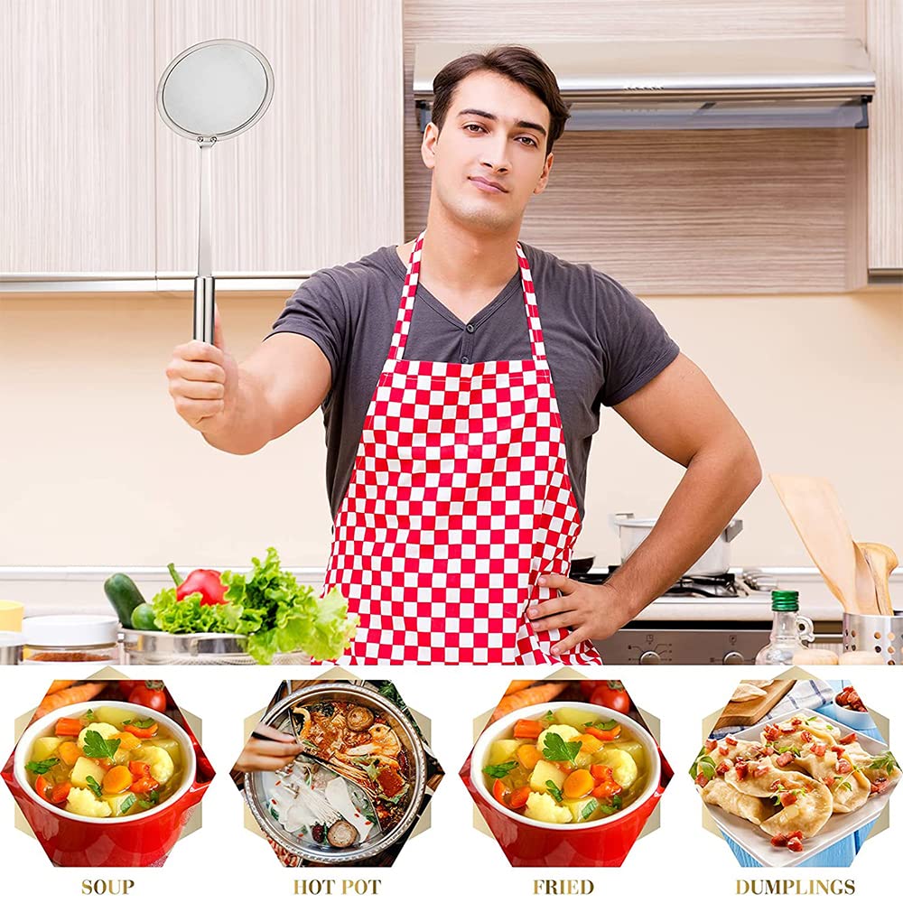 12cm Espumaderas de Cocina, Espumadera Acero Inoxidable, Colador de Alimentos para Cocina, Fina Espumadera con Colador para Freír Pastas Espaguetis y Fideos, Evitar Salpicaduras