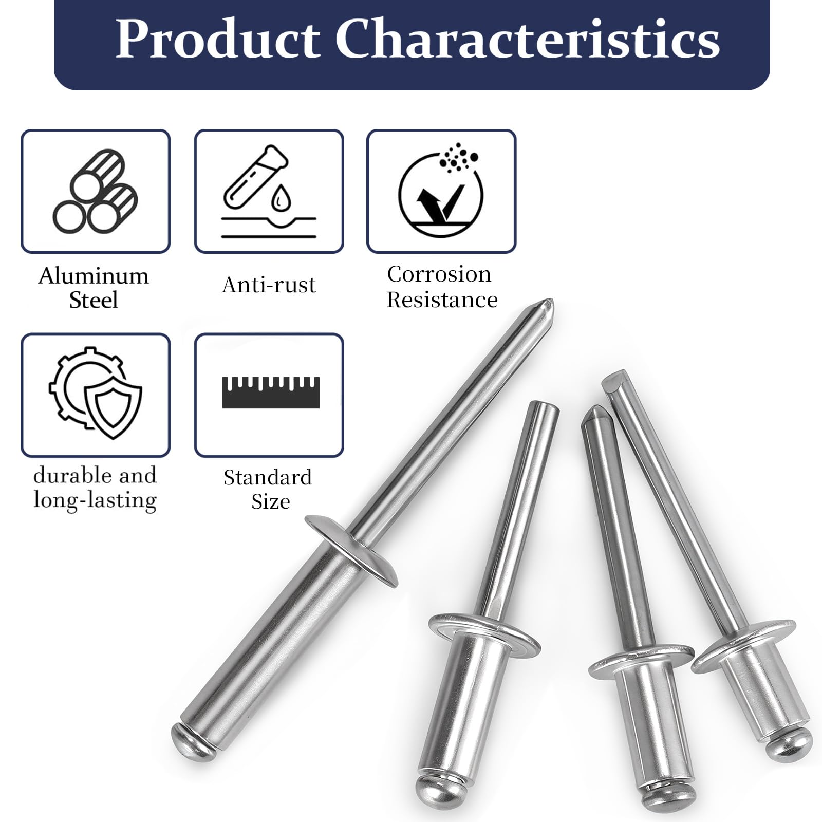 70 Pcs Rivet Assortment Kit - Blind Rivets -3