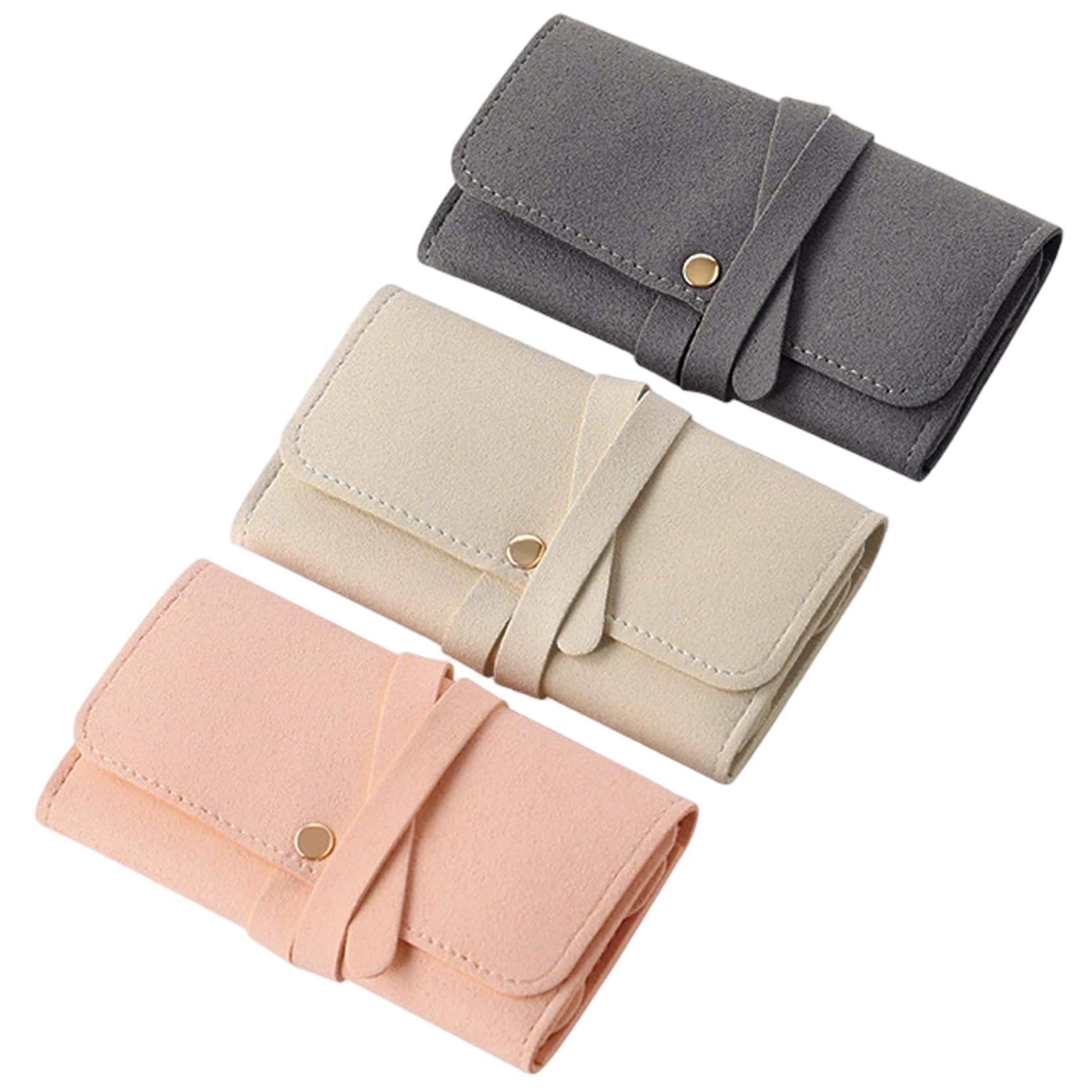 Organisateurs de bijoux de voyage pliables 3 pièces et mini étuis à boucles d'oreilles portables