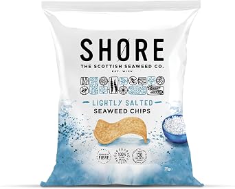 Shore Seaweed Chips Selection, New Variety Pack, 25g (Pack of 8), 2 bags of Lightly Salted, Peking Duck, Salt & Balsamic, Sweet Siracha, Seaweed Crisp - Low Calorie and Fat snack, Source of Fibre