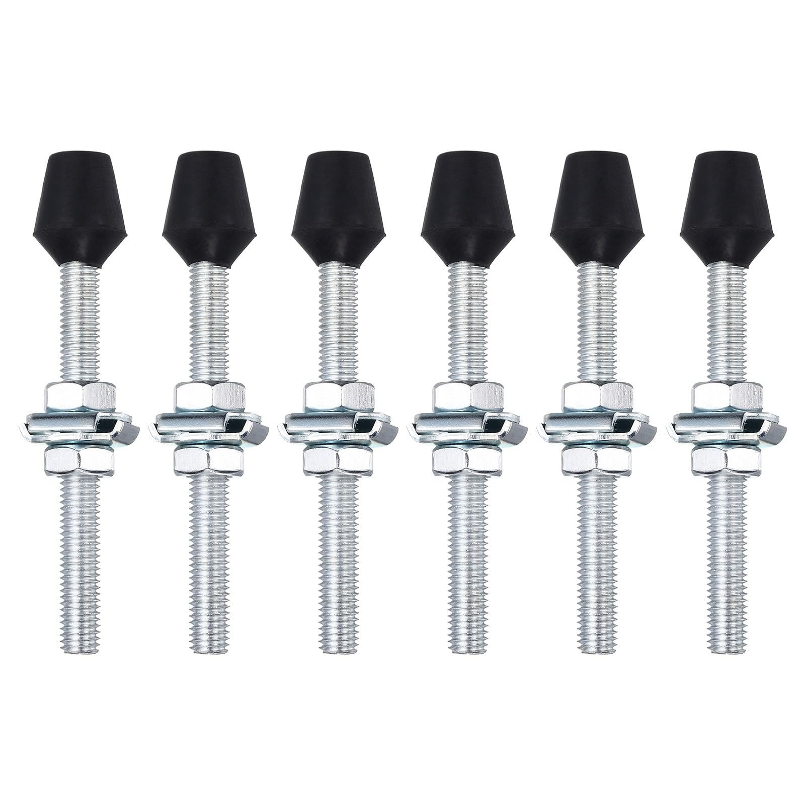sourcing map 6Pcs Toggle Clamp Foot Rubber Head Carbon Steel M10x110mm Toggle Clamp Screw Assembly for Boxes, Cabinets, Doors with 12Pcs Screws and Washers