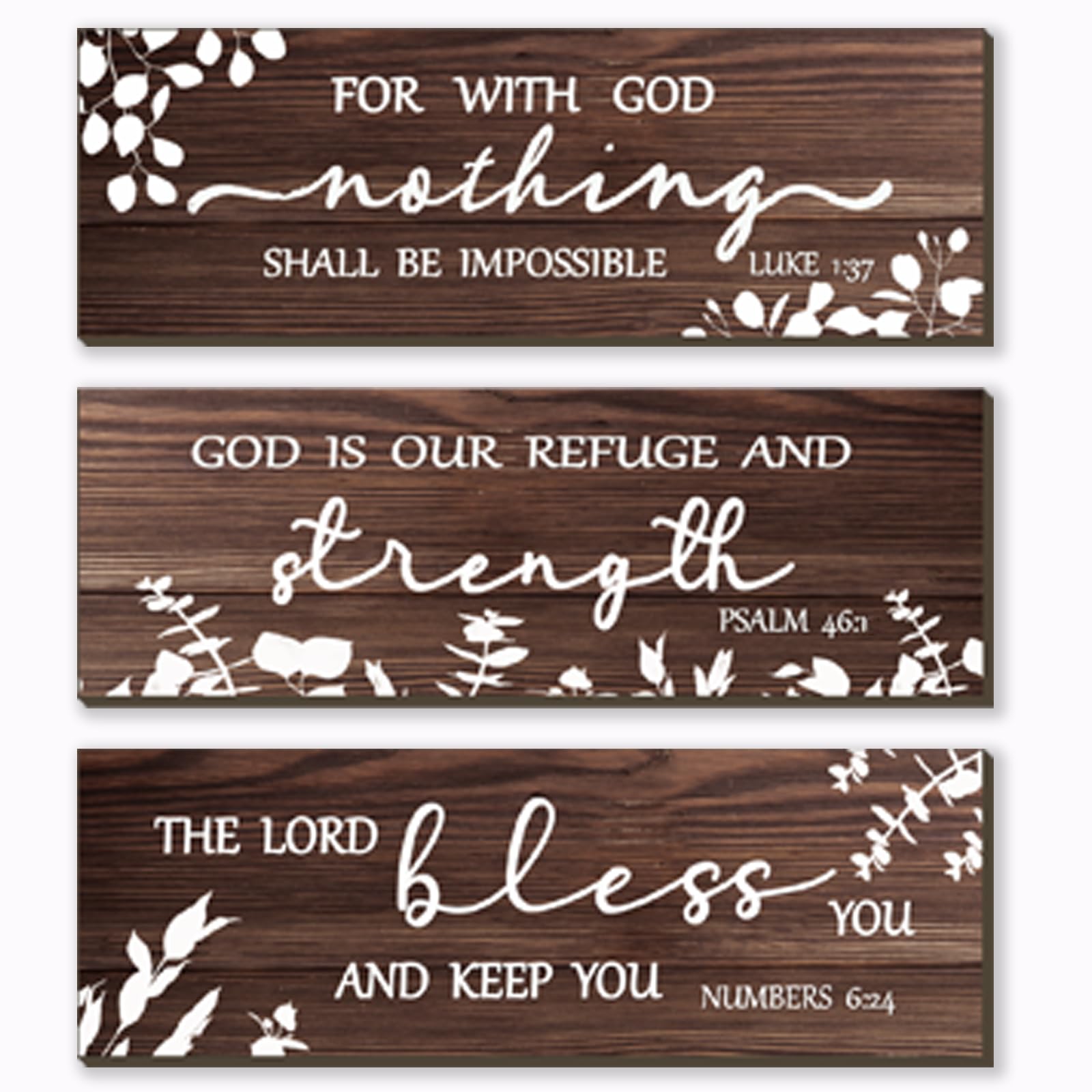 FENCORDAR 3 Pieces Bible Verse Wall Decor Sage Brown Bathroom Decor Wooden Farmhouse Christian Religious Wall Art Brown Wall Decor for Women Office