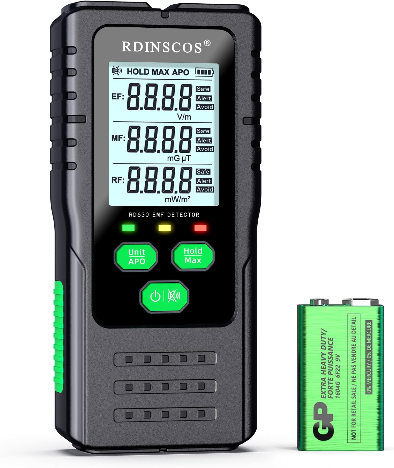 EMF Meter, Rechargeable Digital Electromagnetic Field Radiation Detector Hand-held Digital LCD EMF Detector, Great Tester for Home EMF Inspections, Office, Outdoor and (RD630)