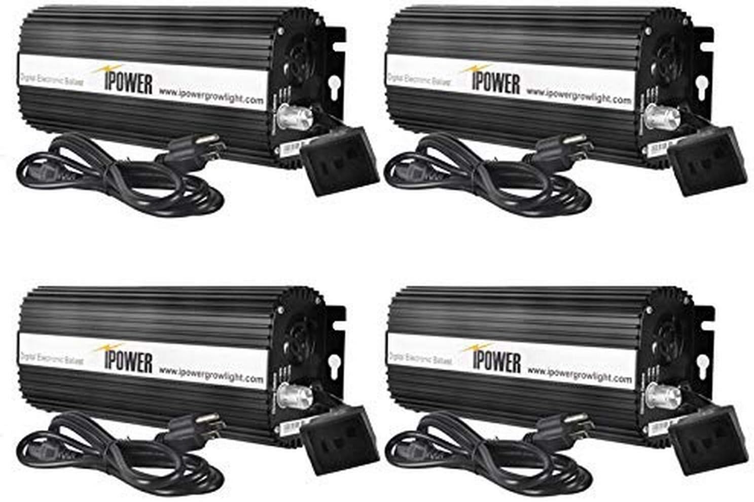 iPower GLBLST1000DX4 4-Pack Horticulture 1000 Watt Digital Dimmable Electronic Ballast for Hydroponic HPS MH Grow Light, 1000W, Black