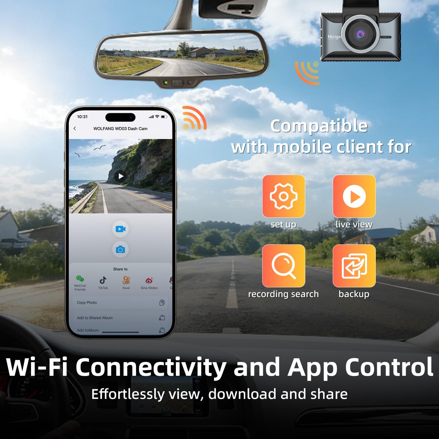 Cámara para salpicadero de coche 2K S200, cámara WiFi para coche, WDR, visión nocturna, grabación en bucle, modo de estacionamiento 24 horas, sensor G, cámara de control de aplicación, máximo