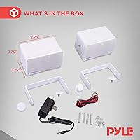 Vista 2 de Pyle Altavoz Bluetooth inalámbrico impermeable para exteriores, 3.5 pulgadas, par de 3 vías activo pasivo resistente a la intemperie, sistema