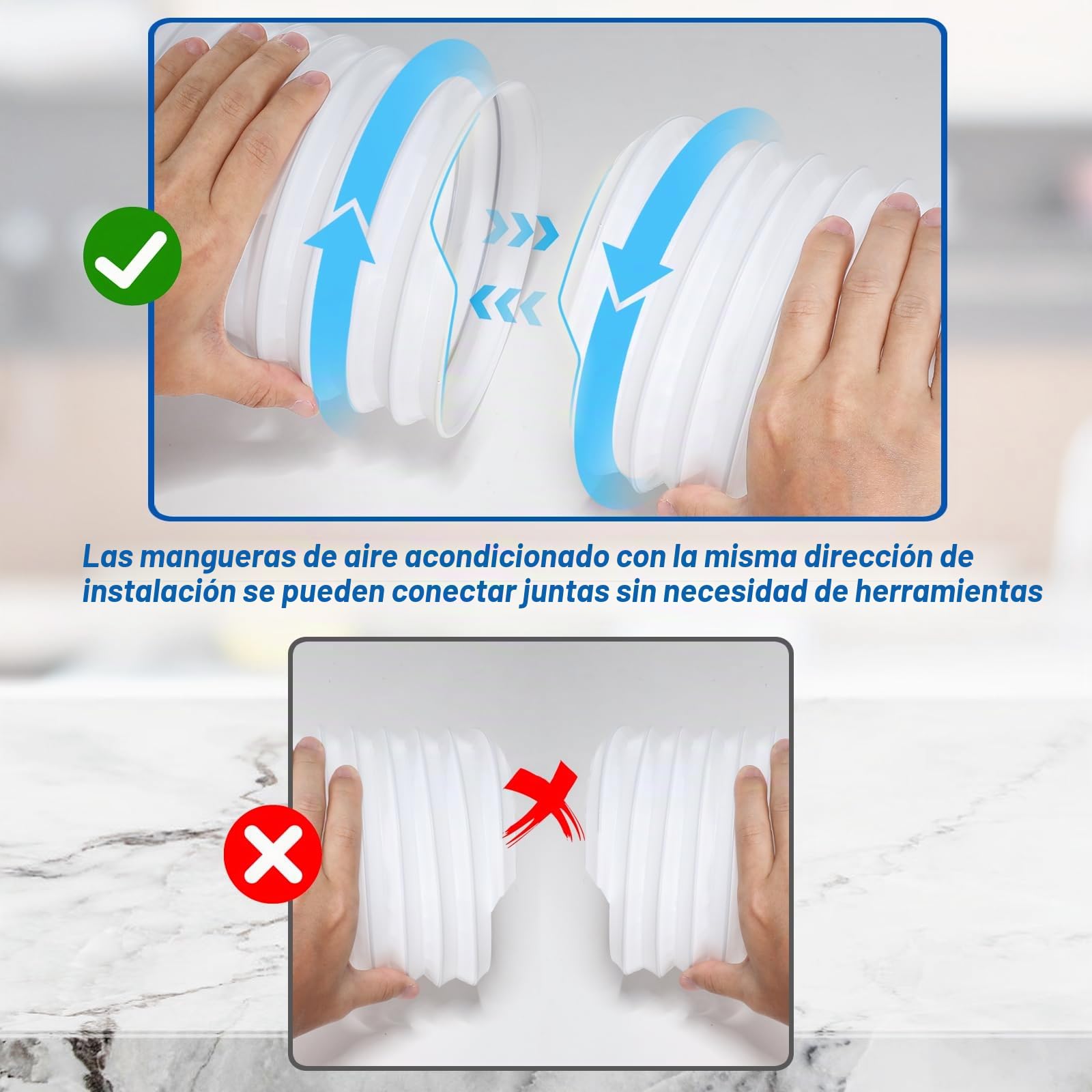 Manguera de Escape para Aire Acondicionado, Tubos Aire Acondicionado Portatil 2M Tubo Flexible Aire Acondicionado 15 cm de Diámetro, PP Plegable Tubo de Salida de Aire Universal (2M150MM)