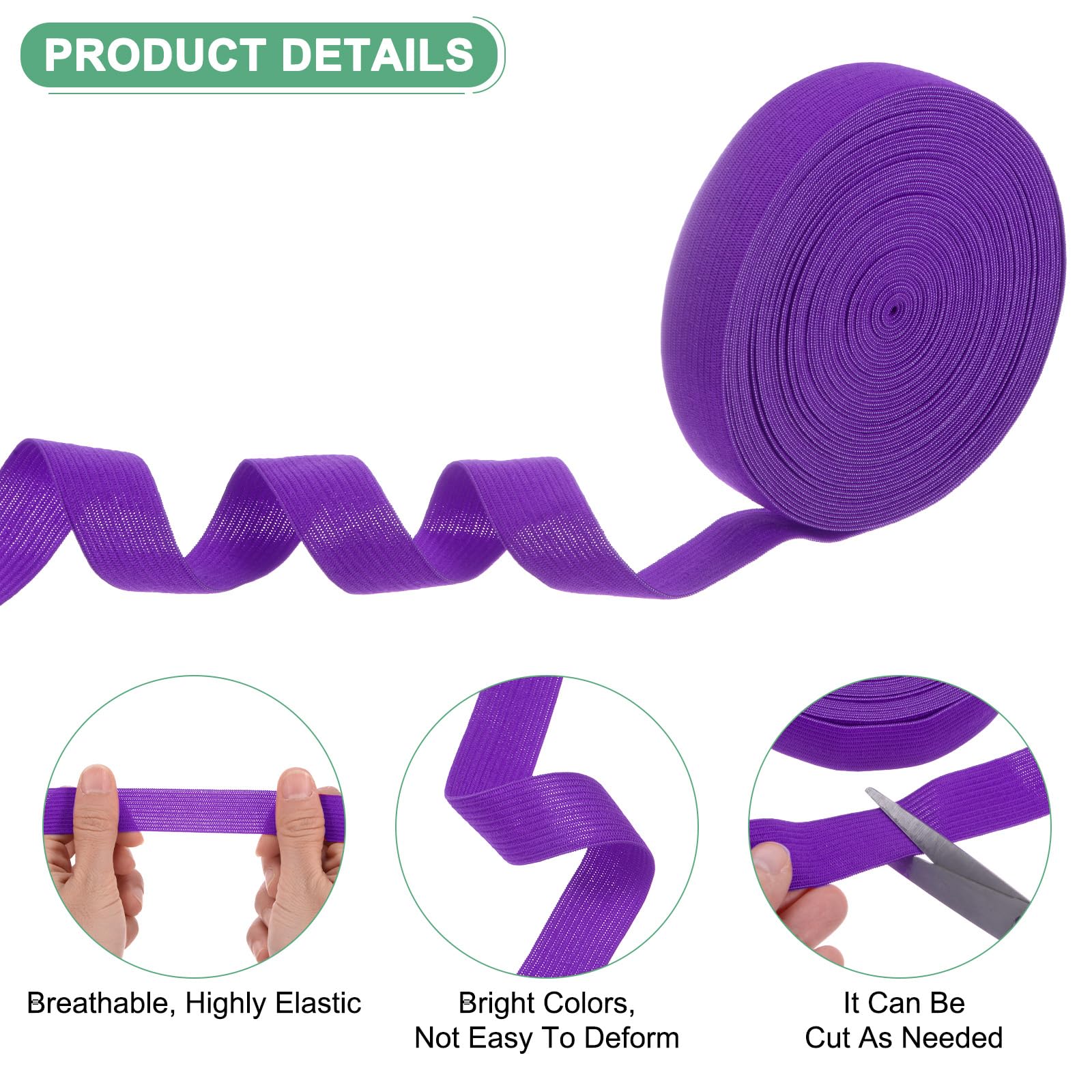 M METERXITY Elastic Bands for Sewing 0.8 Inch 11 Yards Roll of High Elasticity Knit Elastic Spool - Image 2