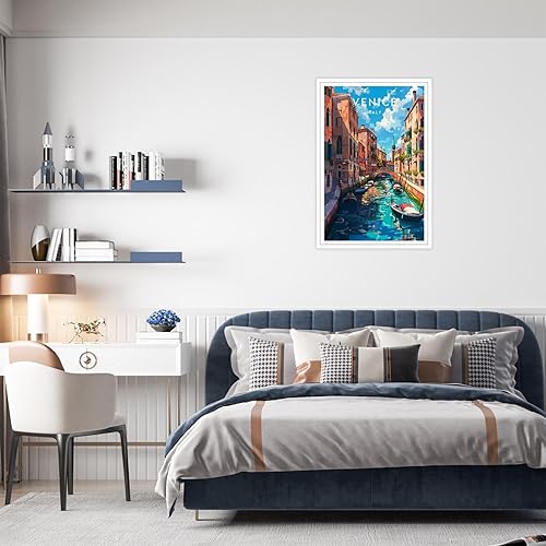 Miniatura 5 de Viokalt Arte de pared de paisaje vintage de Venecia, arte de pared de paisaje de ciudad de Italia, pósteres de lienzo con estampado de ciudades