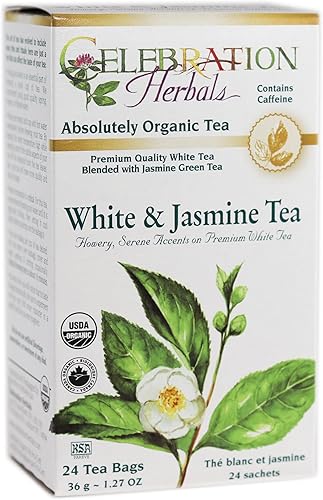 CELEBRATION HERBALS White & Jasmine Tea Organic 24 Bag, 0.02 libras
