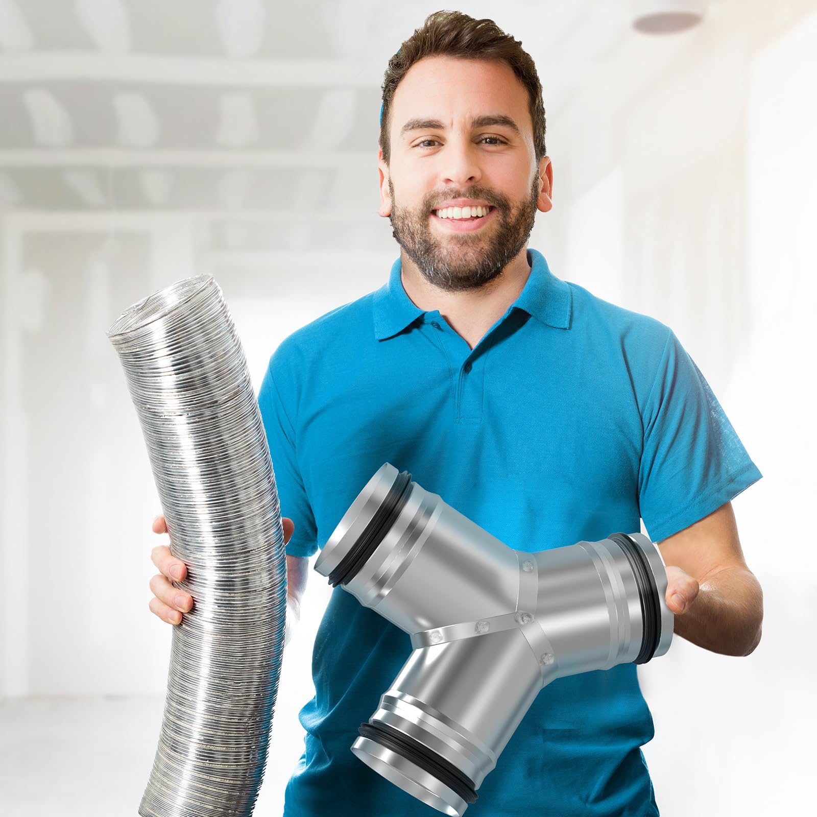 Divisor de conducto de 4 pulgadas para manguera de ventilación de 3 vías (forma de Y con junta de goma)