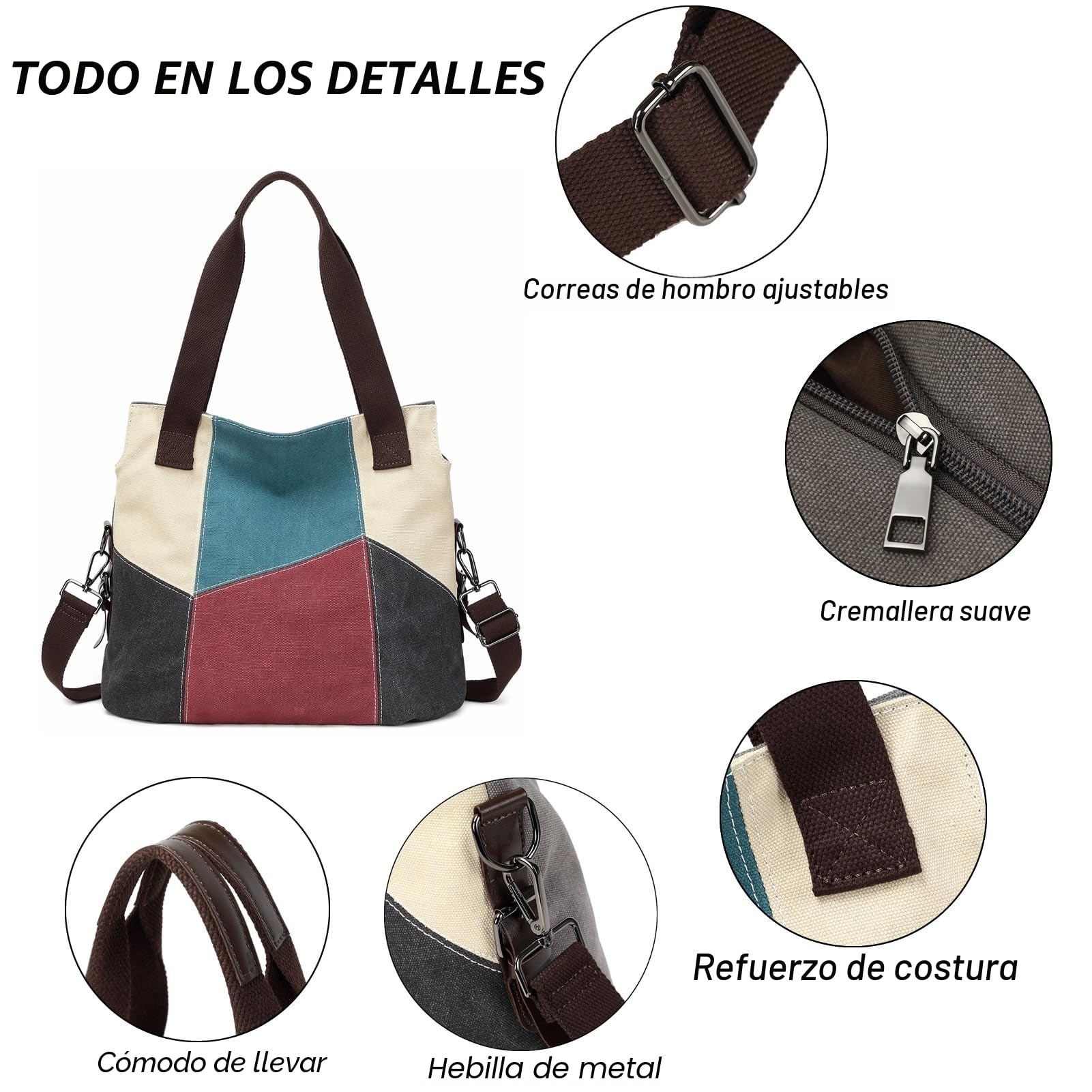 Bolso de Lona para Mujer Bolso de Las Señoras de la Lona Bolso de Hombro de Las Mujeres Bolso Bandolera Bolso Tote Bolso Shopper