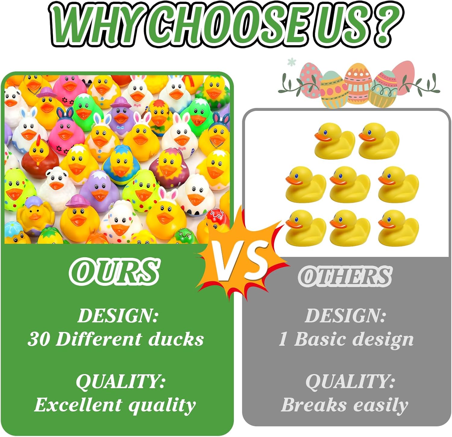 30 Pack Easter Rubber Ducks-2.3 Inch Bulk Floater Ducks for Ducking Assortment Rubber Duckies for Kids Baby Bath Toys,Birthday Gifts Party Favors Summer Beach Pool Activity Toys