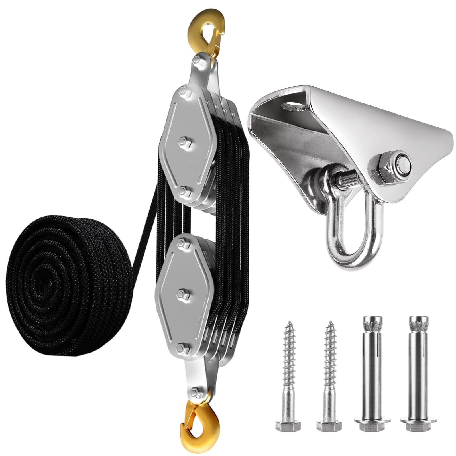 ABuff Rope Hoist Pulley System with Metal Bearing, 4400LB Heavy Duty Pulley Block and Tackle, 8:1 Lifting Power 65.6ft, Pulley Hoist for Lifting Heavy