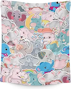 Elephant Blanket Gifts - 30"x40" Cute Throw for Women Girls - Colorful Soft Fuzzy Blankets for Couch & Office