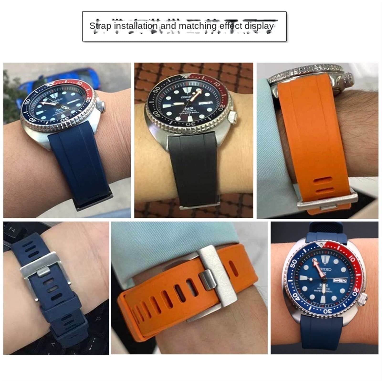 pour l'eau d'ormeau SRPA21J1 SRPC25J1 SRP777J1 Bracelet en Caoutchouc fluoré Bracelet de Montre mâle Cola Anneau Bracelet Homme 22mm
