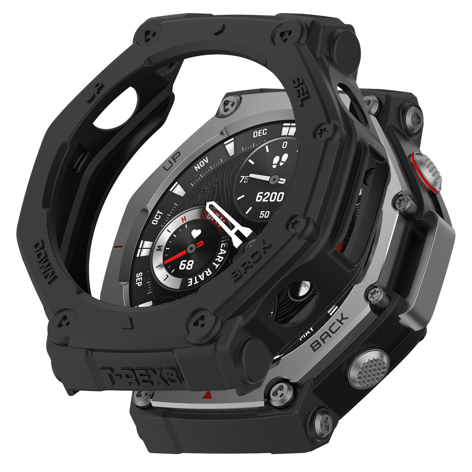 Case Compatible with Amazfit T-Rex 3 48 mm, [Without Screen Protector] Soft TPU Anti-Scratch Protection Case for Amazfit T-Rex 3, Black