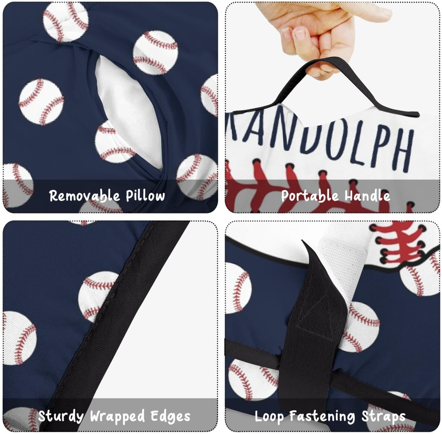 Personalized Baseball Toddler Nap Mat for Boys – Custom Name Sleeping Bag with Pillow & Blanket – Soft & Portable for Daycare, Preschool & Kindergarten