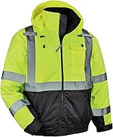 Ergodyne GloWear 8377 Type R Class 3 Hi-Vis Thermal Bomber Jacket - Windproof, Waterproof, ANSI 107-2020 Compliant