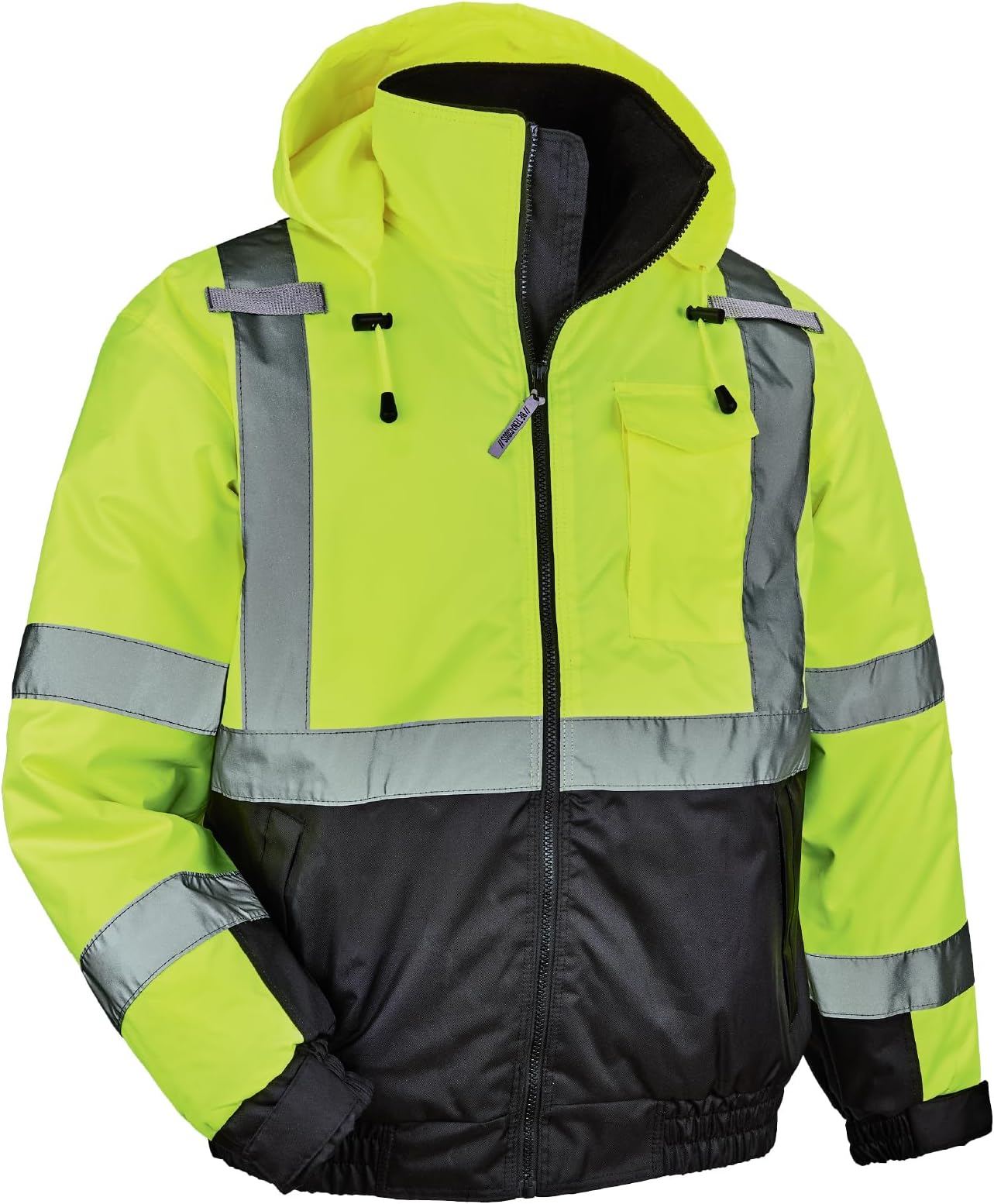 Ergodyne GloWear 8377 Type R Class 3 Lime Quilted Bomber Jacket, Small, S