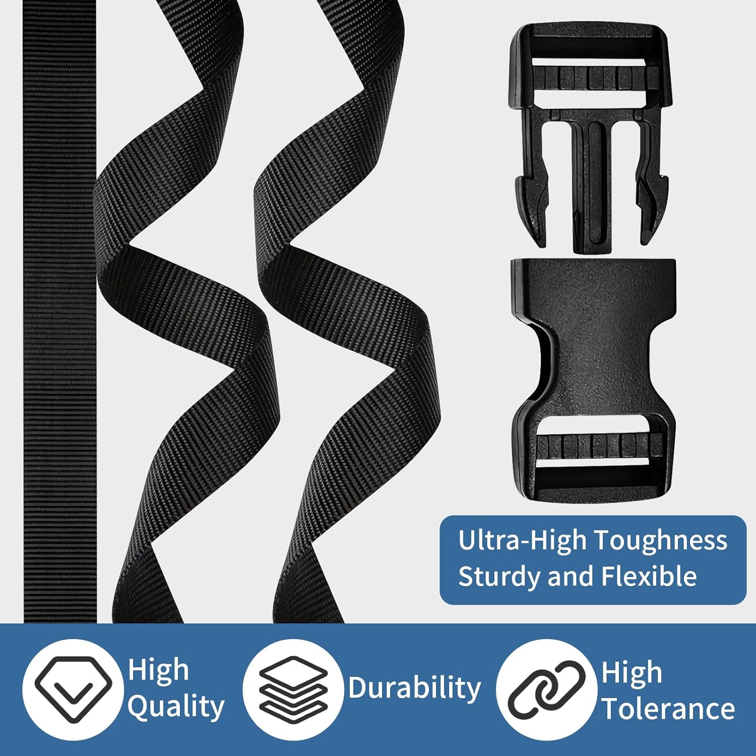 Buckles & Straps Set: 6 Yards of 1 Inch Adjustable Nylon Webbing with 6 Quick-Release Buckles, 12 Tri-Glide Slides for MOLLE Backpack, Suitable For Outdoor Gear Repair, DIY Crafting Projects - Image 3