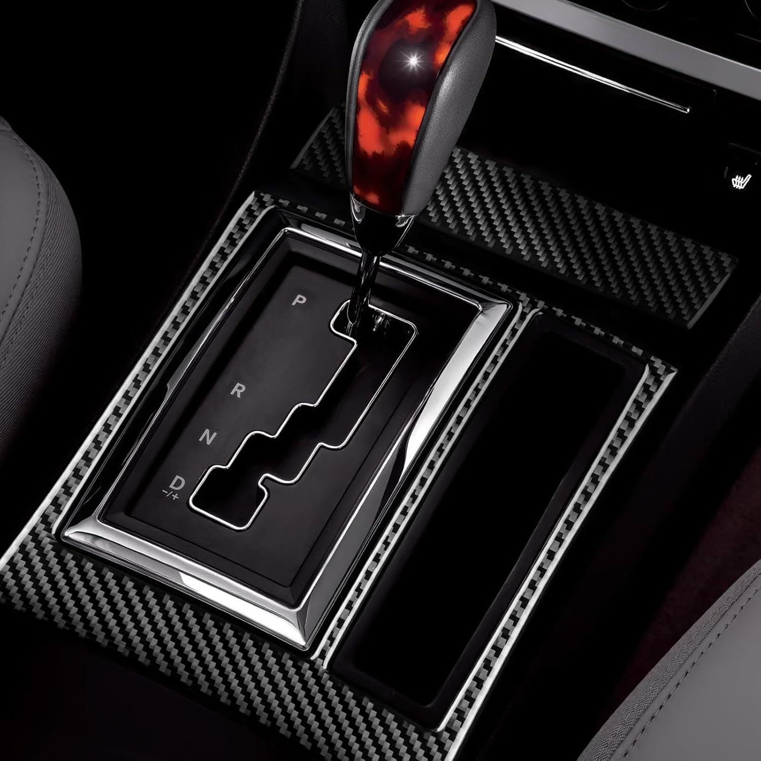 Real Carbon Fiber Gear Shift Outer Frame Covers - for Chrysler 300 300C 2005 2006 2007 Carbon Fiber Accessories, Durable Anti-Scratch Protective Accessories (Black)