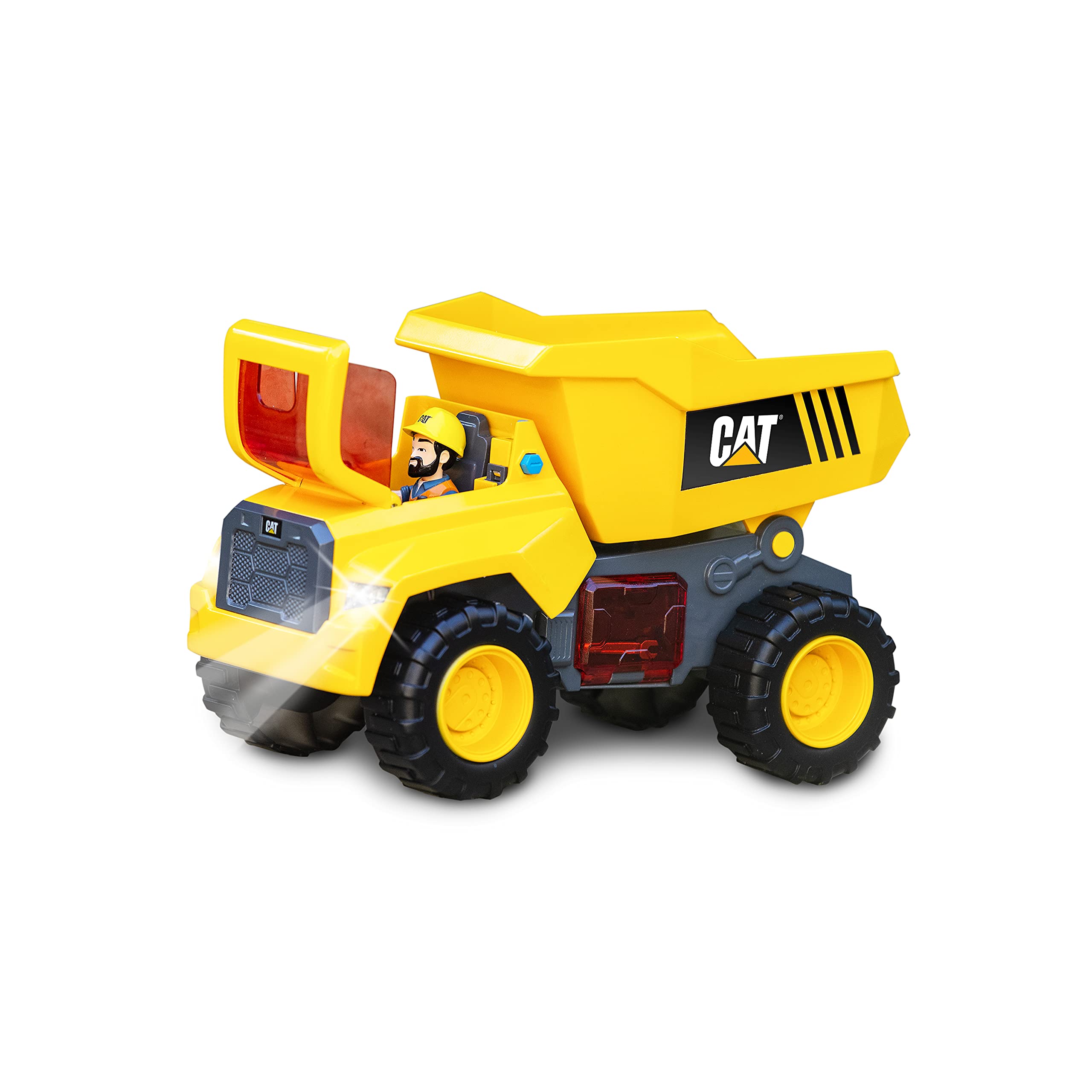 CAT Construction Toys, Power Action Crew 12" Dump Truck with Action Figure, Lights and Sounds, Ages 3 and up