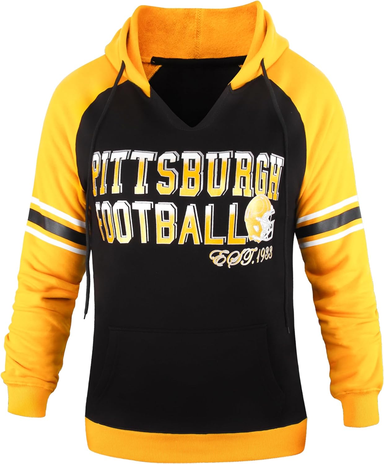 Womens City Football V Neck Long Sleeves Fleece Hoodies Pullover Raglan Sweatshirts - Image 2