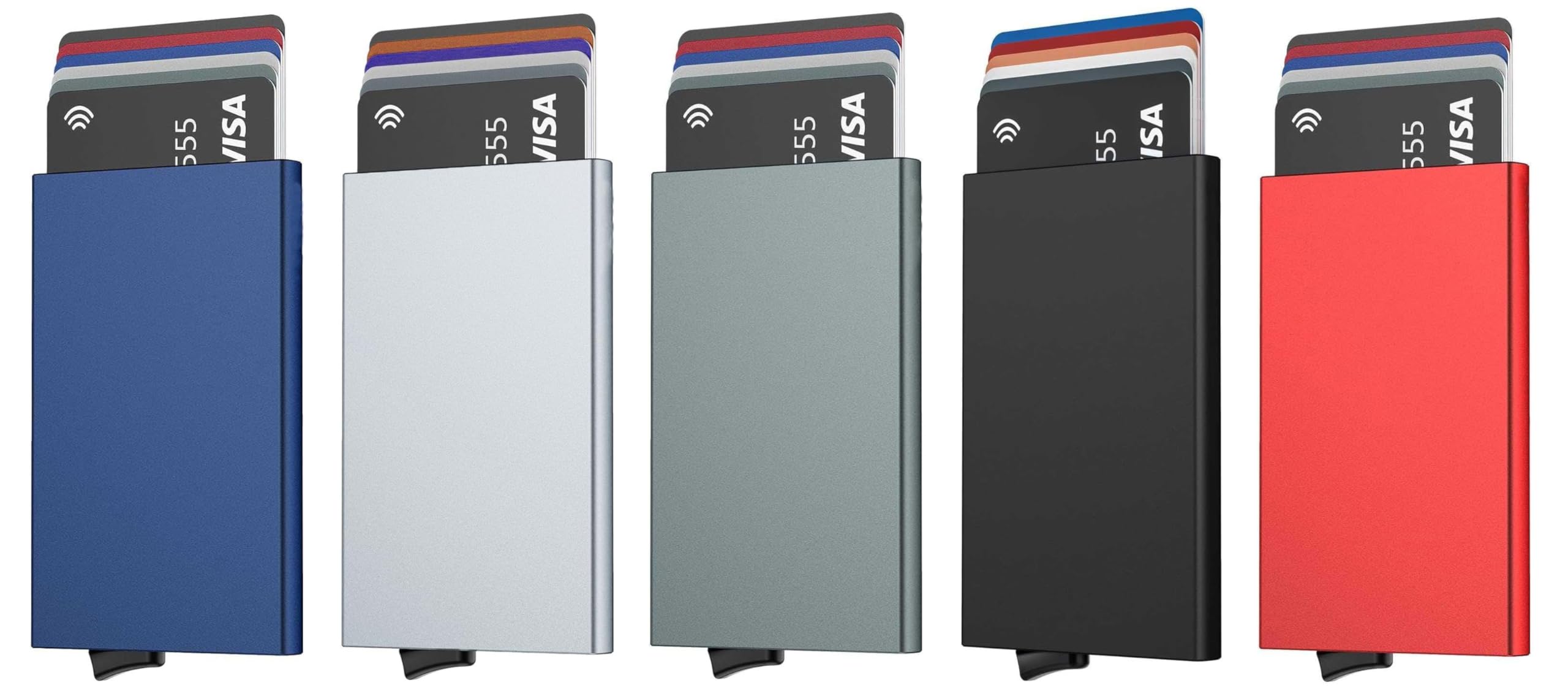 Porta Tarjetas de Metal RFID 5 Colores, Tarjetero Metálico para Hombre y Mujer