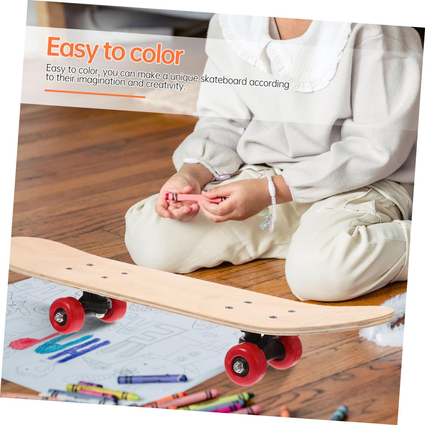 Hemobllo Planche de Skateboard Graffiti DIY en Bois Marron, Deck à Peindre | Format Garçon et Filles et Adulte, Design Vierge Facile à Colorer, Idée Présent de Noël