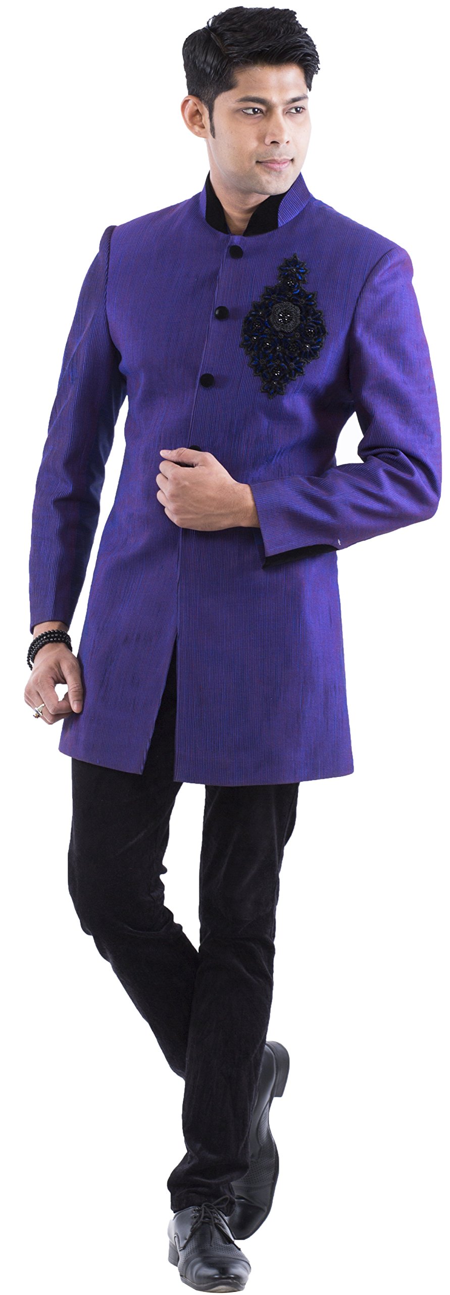 Men's Dupion Silk Indo-western With Black Polo Pant-image-38