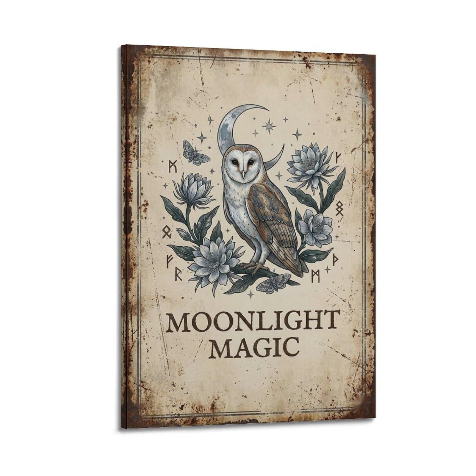 OKAHYS Moonlight Wildlife Poster Night Magic Classic Country Modern Decorative Canvas Prints - Ideal Wall Art for Family, Man Cave, Game Room, Boys & Girls Bedroom 20x30inch