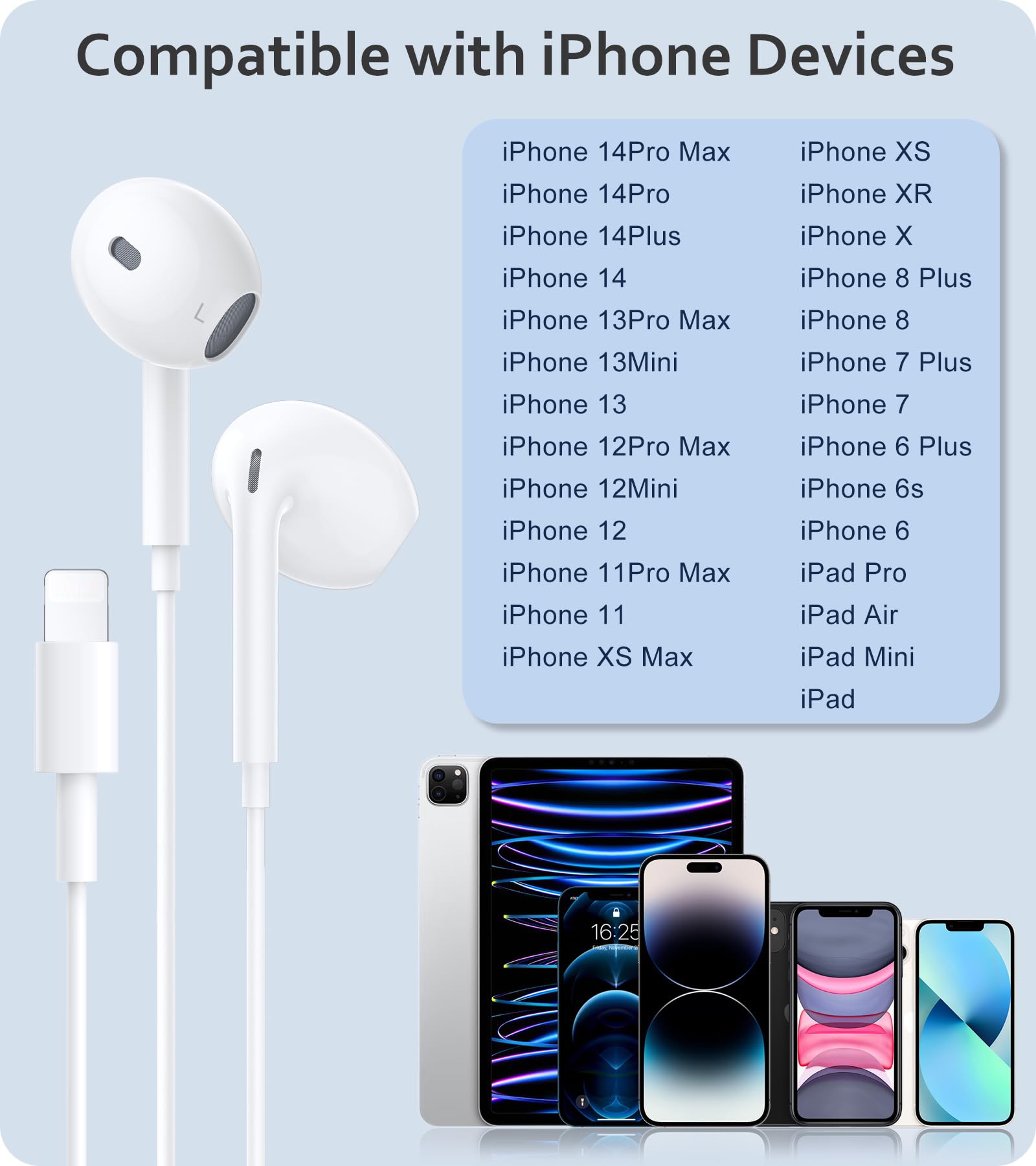 Auricolari Cablate MFI Per IPhone - Cuffie Con Microfono E Controllo Volume Per Tutti I Modelli