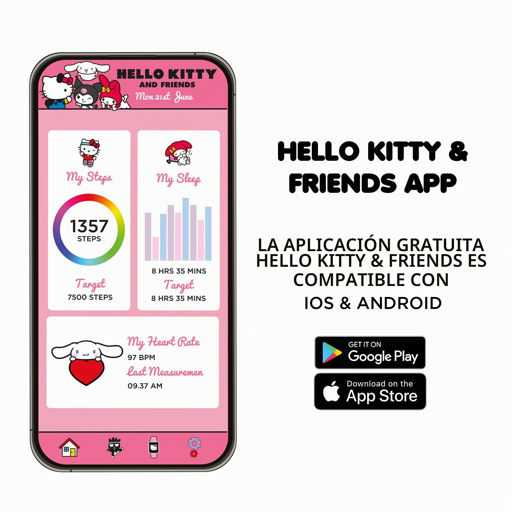 Hello Kitty - Reloj interactivo con correa impresa para niñas
