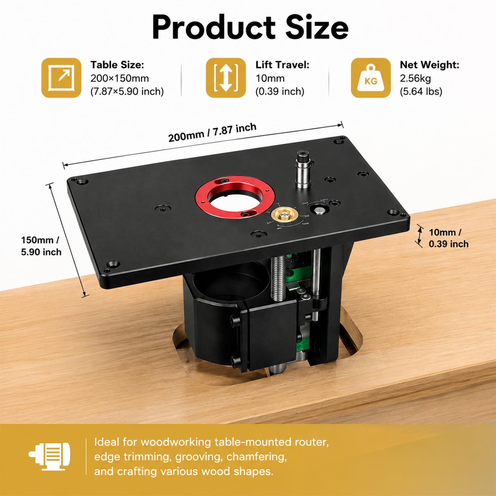 Sollevatore fresatrice 65 mm 0-57 mm Router Lift per lavorazione del legno