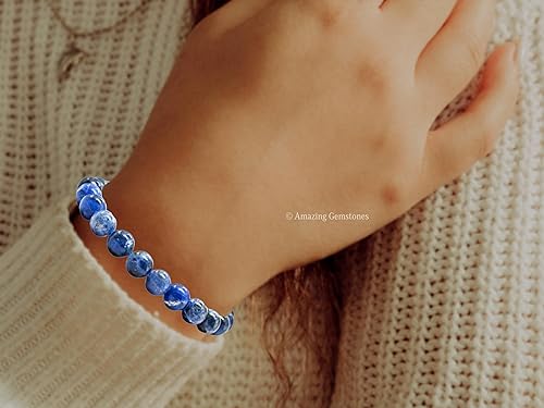 Miniatura 4 de Sodalite Bracelet for Women Men's Gifts - Protection Healing Crystal Bracelet - 8mm Gemstone Beaded Adjustable Bracelet Pulseras Para Hombres Mujer