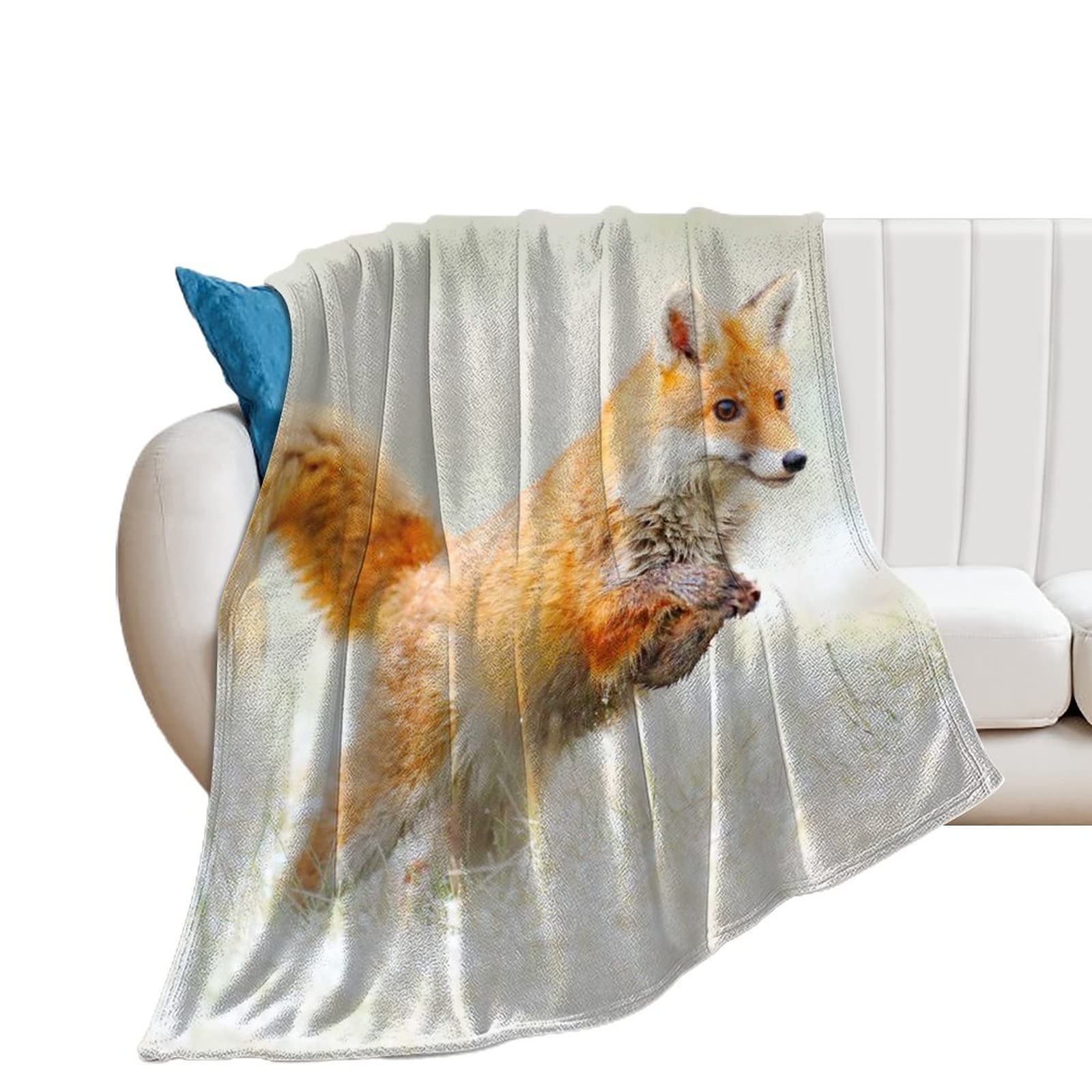 Plaid canapé renard mignon : le cadeau idéal en flanelle douce et polaire pour enfant 100x130cm