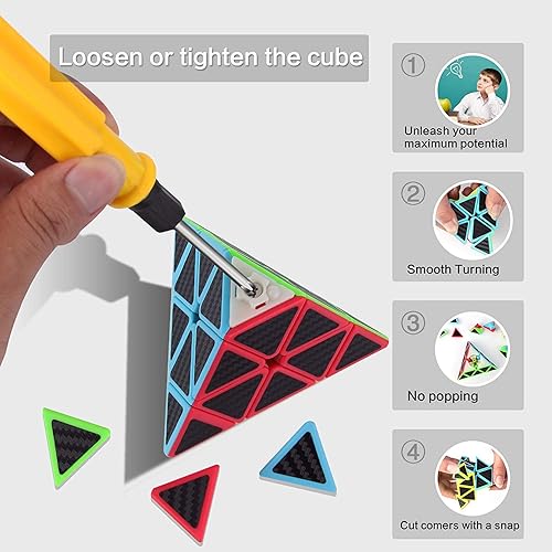 Vista 12 de Roxenda Pyramid Speed Cube, 3x3x3 Qiming Pyramid Speed Cube Triangle Cube Puzzle Magic Cube (Black)