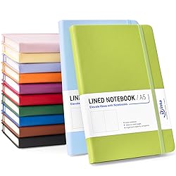 Dynta Lined Journal Notebooks for Women Men, 12 Pack A5 Hardcover Journals Bulk, 200 Pages/100 Sheets, 5.8 x 8.4 inch, 12 Colors, College Ruled Notebooks for Work, Writing, Note Taking