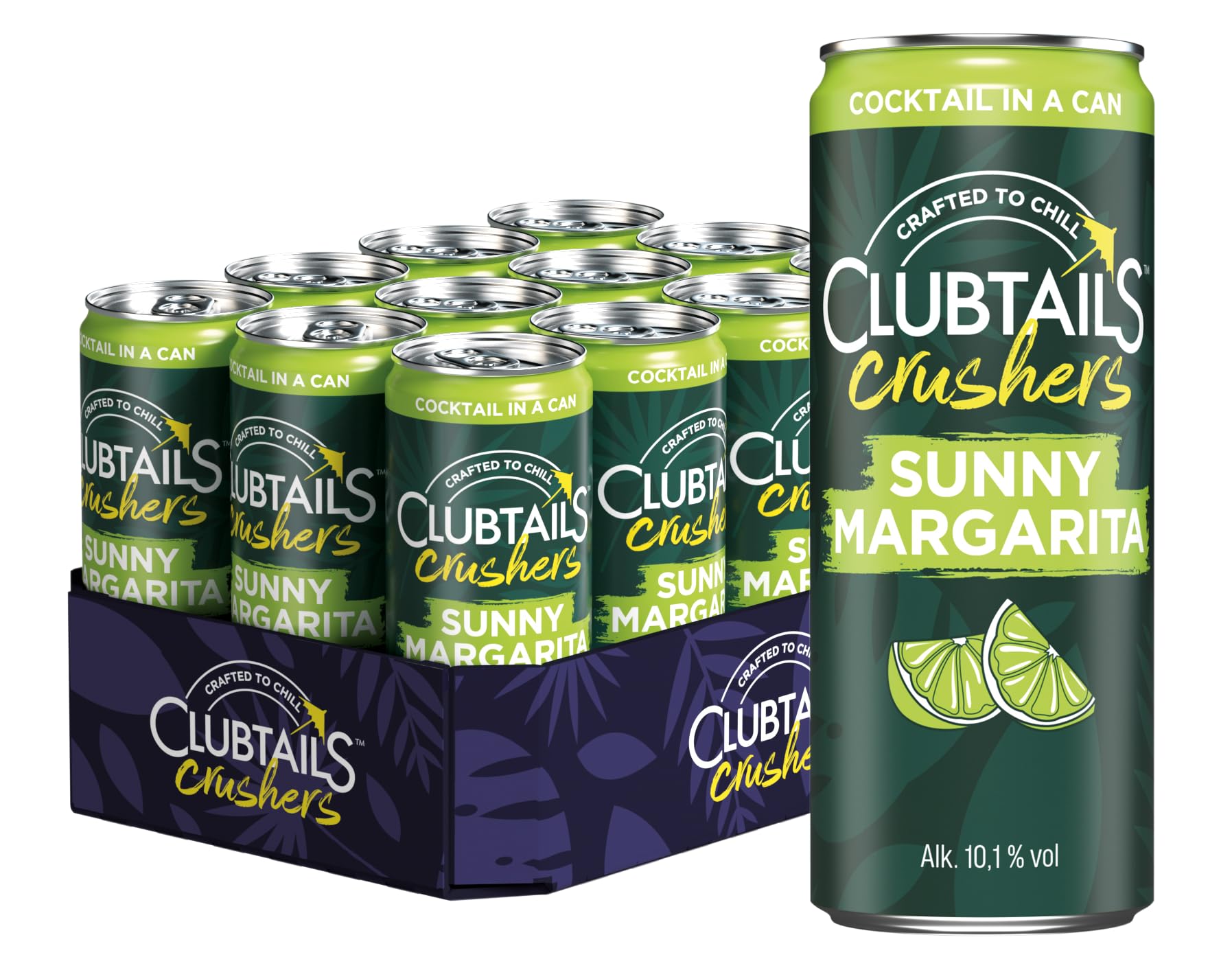 Clubtails | Sunny Margarita | Cocktail in der Dose | Erfrischend mit einem Hauch von Kohlensäure | Fertig gemischt - Ready to drink | Alkoholhaltig (Alk. 10,1% Vol) | 12 x 250 ml Dose