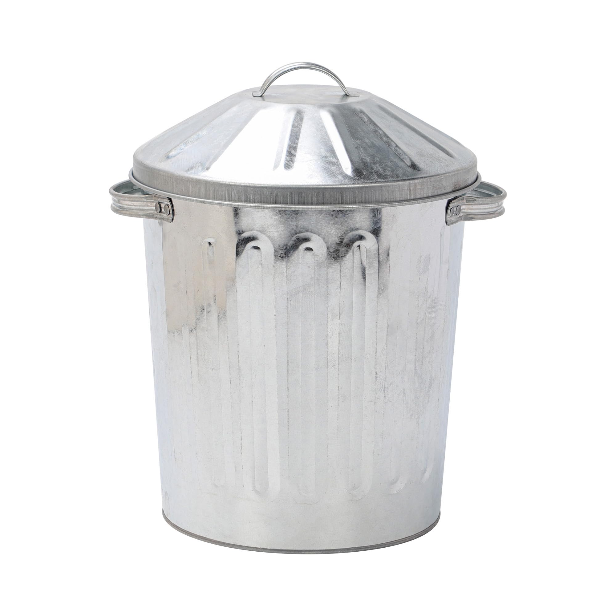 CrazyGadget® Metal 15 Litre 15L Small Tapered Round Colour Recycle Dustbin Paper Rubbish Waste Bin with Lid (Galvanised)